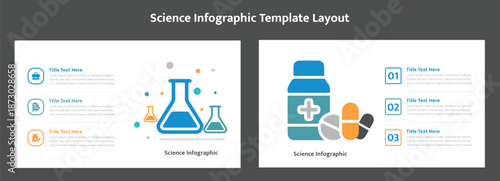 Science healthcare medical flask pills infographic template