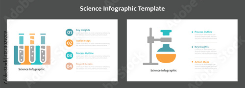 Scientific infographic presenting test tubes and laboratory flask setup