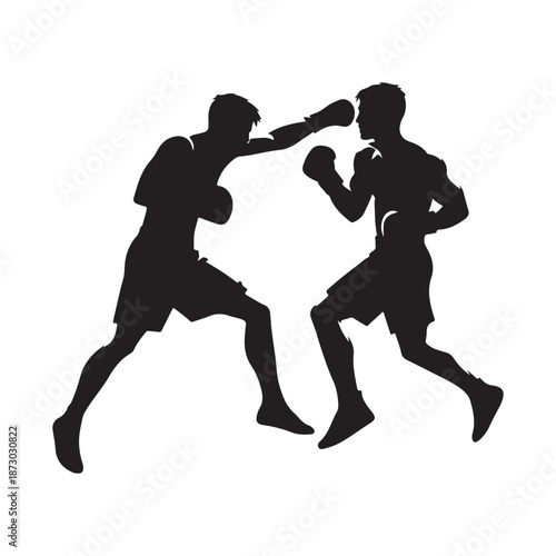 boxer punching vector silhouette clip art logo design illustration icon collection
