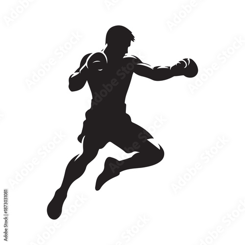 boxer punching vector silhouette clip art logo design illustration icon collection
