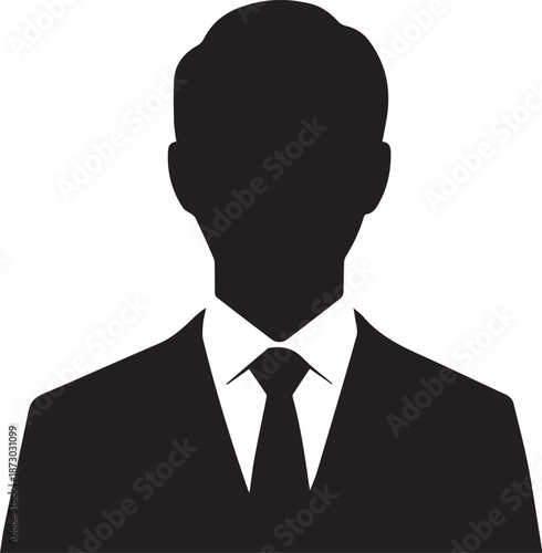 A professional businessman silhouette vector of a confident executive manager in a suit and tie, representing a successful corporate person isolated on white
