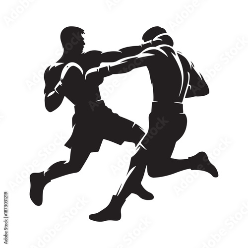 boxer punching vector silhouette clip art logo design illustration icon collection
