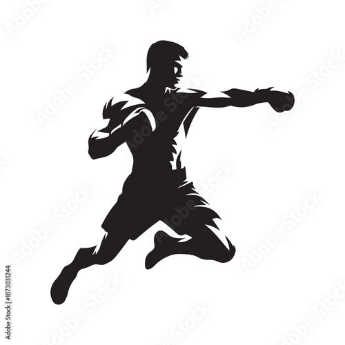 boxer punching vector silhouette clip art logo design illustration icon collection
