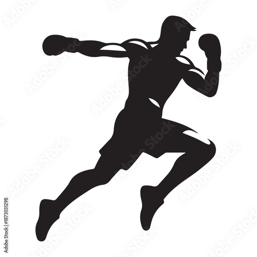 boxer punching vector silhouette clip art logo design illustration icon collection
