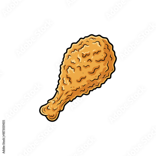 Isolated cartoon fried chicken drumstick fast food illustration