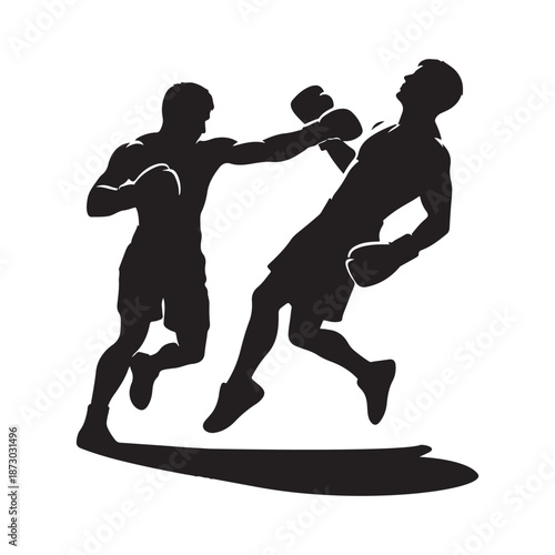 boxer punching vector silhouette clip art logo design illustration icon collection
