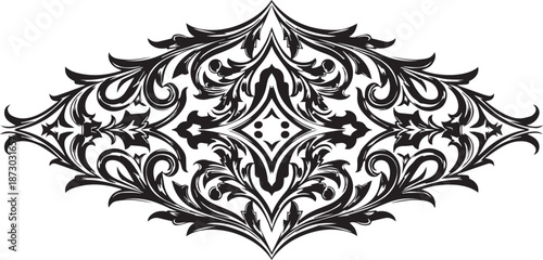 Vintage Filigree Scroll Ornament with Victorian Acanthus Leaf Style for Luxury Decor