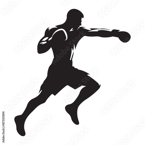 boxer punching vector silhouette clip art logo design illustration icon collection
