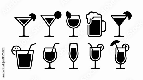 Cocktail and Drink Icon Set