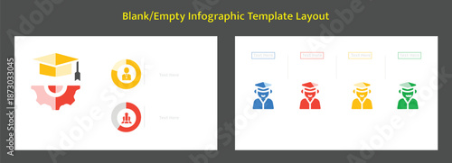 Blank education infographic template with graduation caps and statistics