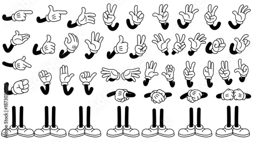 Cartoon Character Limbs Collection: Diverse Poses and Gestures for Animation and Design