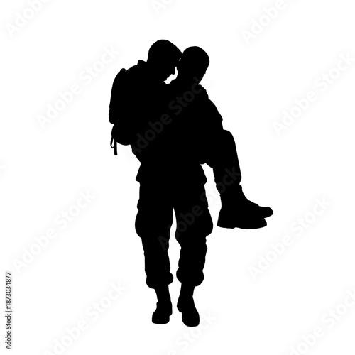 Soldier carrying injured comrade