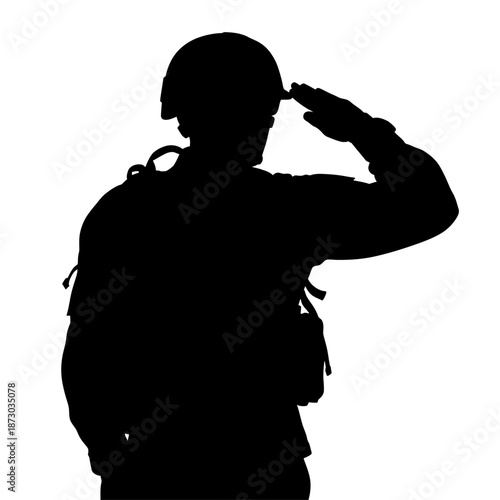 Silhouette of a soldier saluting