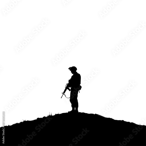 Soldier standing on a hill with a rifle