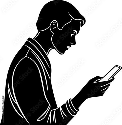 Man Using Smartphone Silhouette – Mobile Technology and Digital Communication