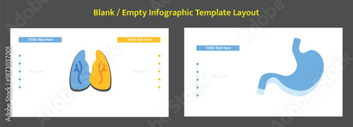 Blank medical infographic template showing human lungs stomach