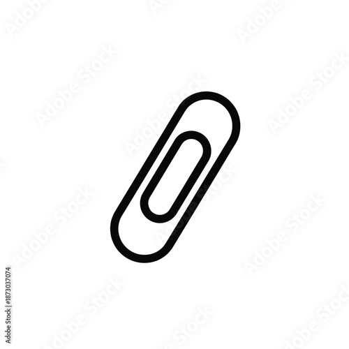A black paperclip illustration on a white background viewed from a slight angle