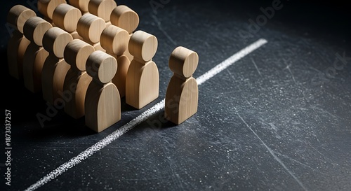 Wallpaper Mural One wooden figure stands alone apart from a group. Torontodigital.ca