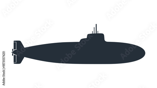 Silhouette of a submarine on a white background