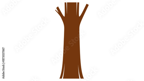 Minimalist Brown Tree Trunk Isolated on White Background