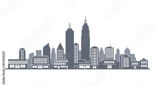 Modern City Skyline Silhouette - Urban Architecture Background