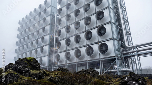Direct Air Capture (DAC) Facility in Icelandic Landscape - Industrial Carbon Removal Technology
