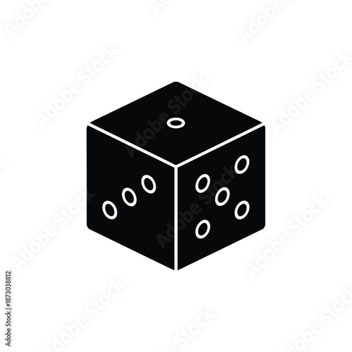 Black dice illustration on a white background