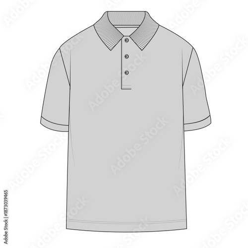Polo shirt technical drawing flat sketch template vector.
Men's short sleeve polo shirt fashion illustration outline.
Casual ribbed collar fashion CAD template.
Casual ribbed collar fashion CAD 
