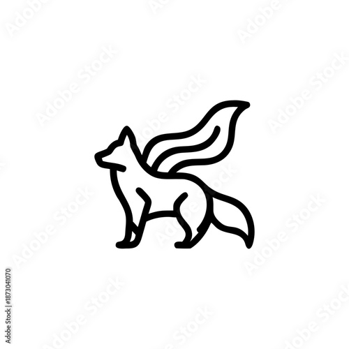 Elegant Minimal Line Fox Icon with Smooth Continuous Line Art On white Background Vector illustration