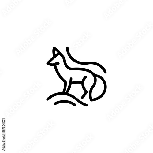 Minimal Line Icon of a Fox Shape Formed by Flowing Lines On white Background Vector illustration
