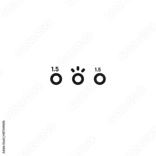 Simple black and white illustration of three circles with varying designs and numerical labels on a plain white background