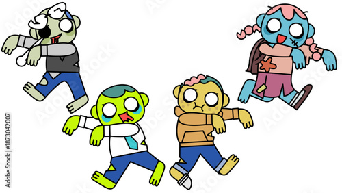 メンタルが限界に達し人間がゾンビのように徘徊し始める様子を描いたイラスト