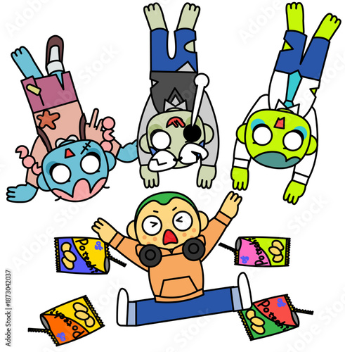 メンタル崩壊に巻き込まれ人間が次々とゾンビ化していく瞬間を描いたイラスト