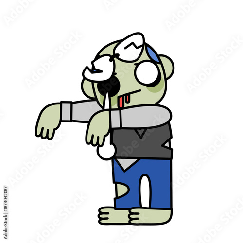 ゾンビ化した会社員の男性が立っているイラスト