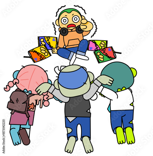 ストレスで限界に達しゾンビ化が始まる若い男性の心理状態イラスト