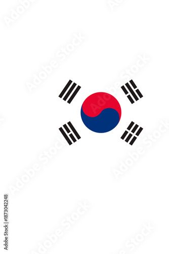 South Korea Map Silhouette with National Flag, Transparent Background