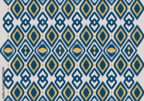 Knitting seamless patterns. Geometric knitted yarn pattern design for wrapping, fabric pattern. Colorful textile and silk pattern for background, wallpaper. Asia knitted fabric pattern for decoration.