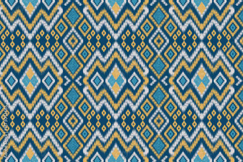 Knitting seamless patterns. Geometric knitted yarn pattern design for wrapping, fabric pattern. Colorful textile and silk pattern for background, wallpaper. Asia knitted fabric pattern for decoration.