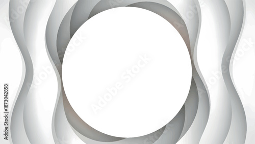 Abstract circular void surrounded by flowing layers symbolizing focus, center, balance, clarity, minimalism, and modern conceptual design