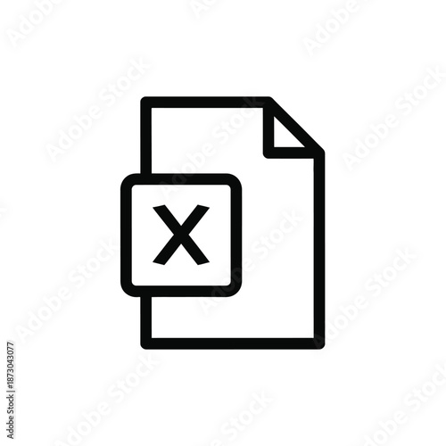 Solid black icon representing a document or file with a cross mark on a white background