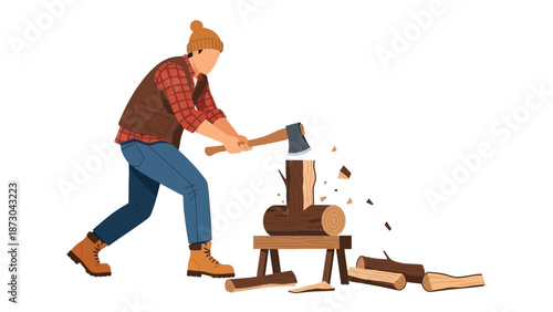 Lumberjack chopping wood with an axe 1.