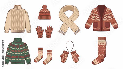 Cozy Winter Clothing Collection Flat Illustration 1.