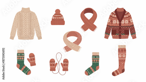 Cozy Winter Knitted Clothing and Accessories Collection.
