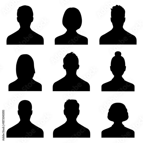 User Silhouette Icons Set Representing Profile Avatar Account Person And Member