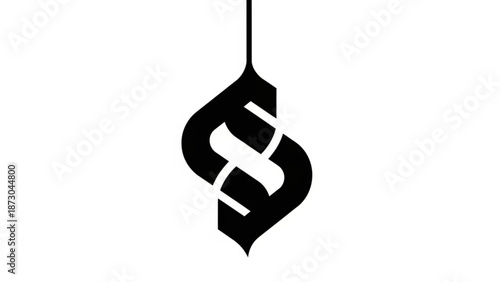 Dollar Sign Hanging on String Isolated on White Background
