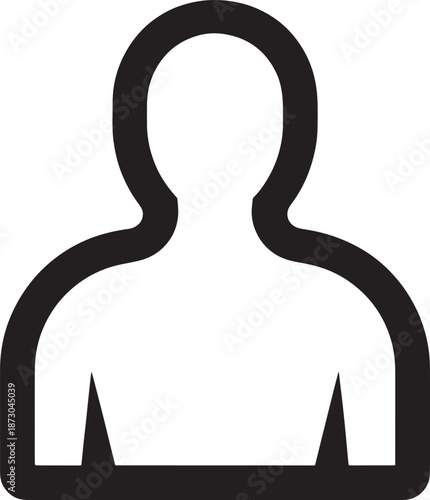 Minimalist black outline graphic shows the upper torso and head profile of an anonymous user or placeholder person icon.