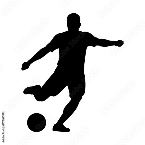 Silhouette of a soccer player kicking a ball Vector