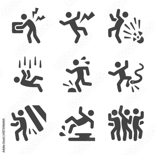 Vector Illustration of Various Danger and Hazard Sign Icons