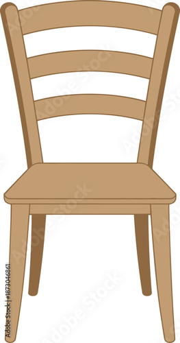 Wooden chair illustration, rustic furniture artwork, traditional seating design, natural wood grain texture, classic home decor element, simple interior furnishing, sturdy