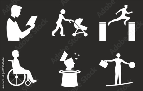 Accessibility Icons Set, Overcoming Challenges, Inclusive Design, Empowerment, Disability Support